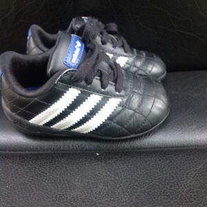 Authentic adidas black leather toddler sneakers